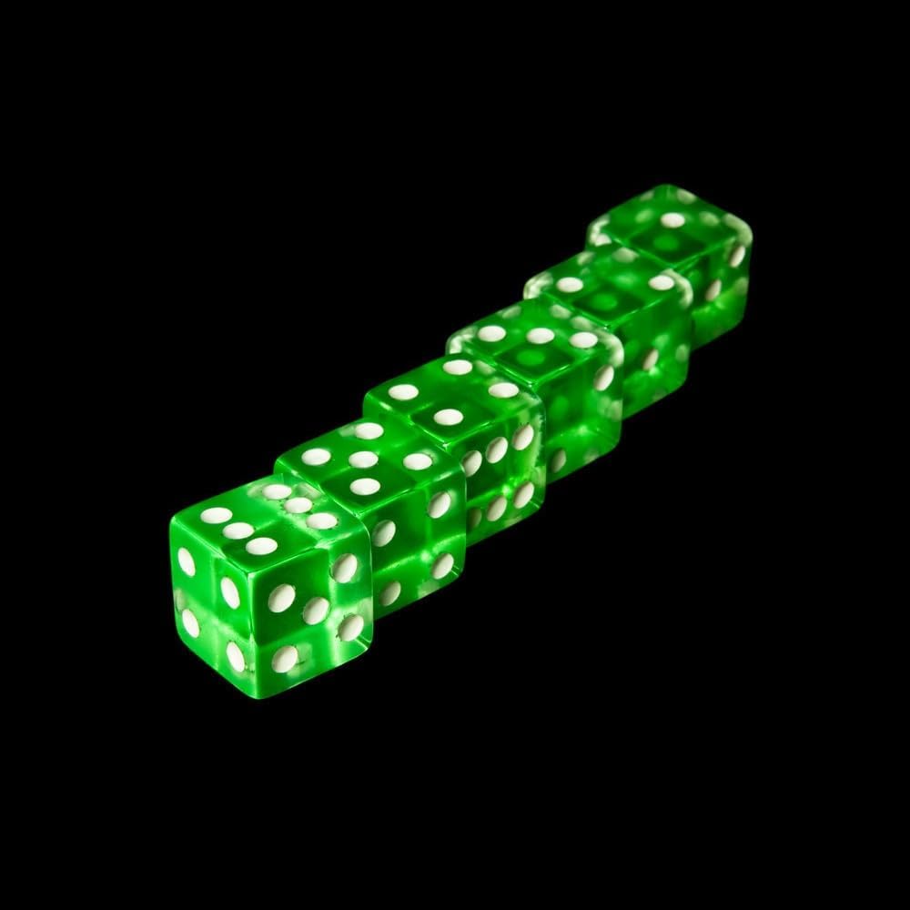 10 Pcs 6 Sided Dice D6 RPG D&D Game Transparent Green + Bag Set Role Playing Dice Dice and Accessories(Green 19mm)