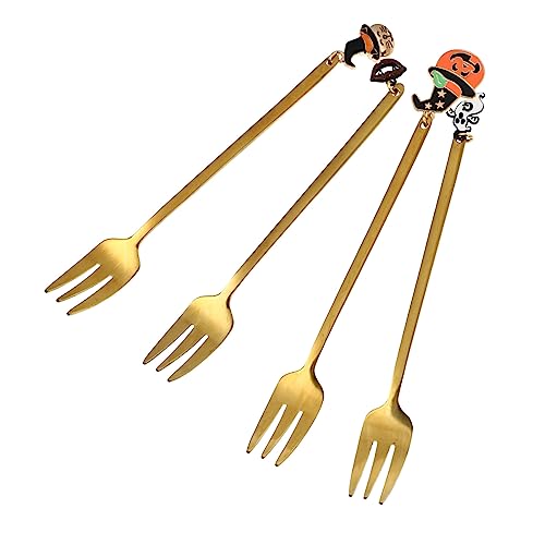 Generic 4 Pezzi Forchettine Dessert Halloween in Acciaio Inossidabile Design Integrato con Confortevole per e Facili da e Resistenti per Feste e Ritrovi