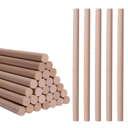 HILAZA 30 Pieces Rhythm Sticks for Kids Bulk, 12 Inch Wood Music Lummi Stick (Natural Color)