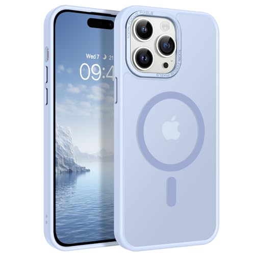 GUAGUA Cover Magnetico per iPhone 14 Pro Max, Compatibile con MagSafe, Custodia Paraurti Antiurta da Telefono Sottile Glassata Traslucida Opoca Protettivo Case per iPhone 14 Pro Max, Azzurro