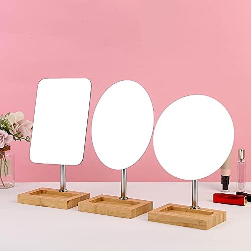 Hosoncovy Wooden Desktop Mirror with Stand Tabletop Mirror Full Length Mirror Makeup Mirror Vanity Mirror Cosmetic Mirror for Bathroom Bedroom (Rectangle)