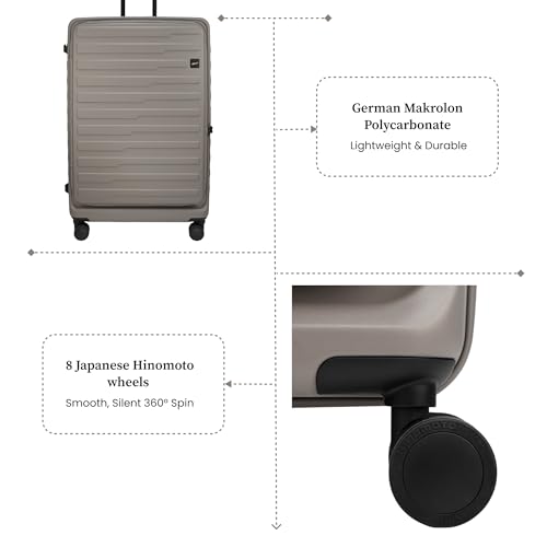 Image of F Gear Sedona Medium 65cm German Polycarbonate Hard Luggage|8 Japanese Hinomoto Silent Wheels |Expandable Check-in Front Opening Suitcase for Travel| Anti-Theft Zipper, TSA 007 Lock (Taupe)