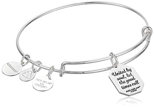 Alex and Ani Because I Love You Friend Expandable Wire Bangle for Women, United by Soul, Let The Good Times Roll Charm3