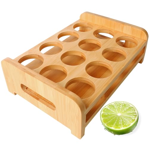 INFTYLE Schnapsgläser-Set, Schnapsglas-Tablett-Halter mit 12 Löchern, Servierständer, Organizer für Tequila, Whiskey, Brandy, Wodka, Rum, Party, Club, Bar, Zuhause, Spirituosenverkostung, Geschenk