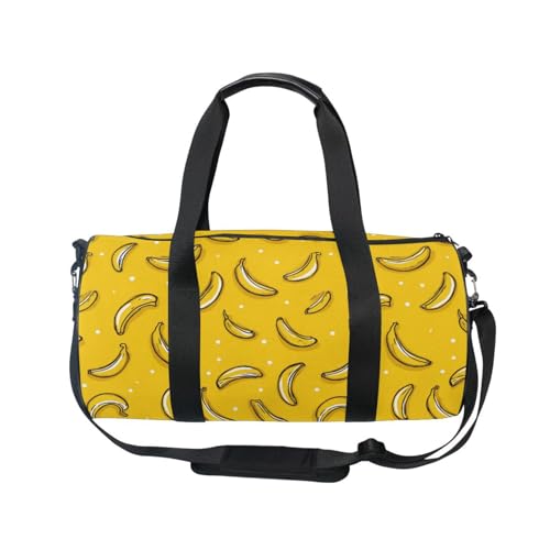Banana Sports Duffel Bag Large Capacity Barrel Gym Bag with Full Print Polyester Fabric, Multiple Pockets and Detachable Strap for Sports Gym and Weekend Getaways2
