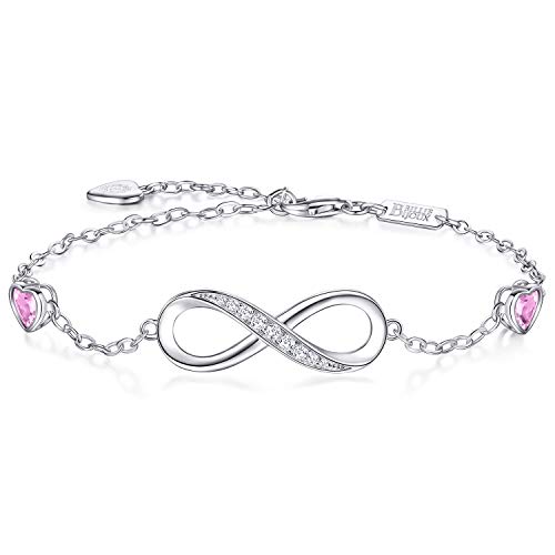 Billie Bijoux Pulsera para mujer Plata de ley 925 Infinito sin fin Símbolo de amor Pulsera de mujer ajustable con dijes, regalo de joyería para mujeres y niñas