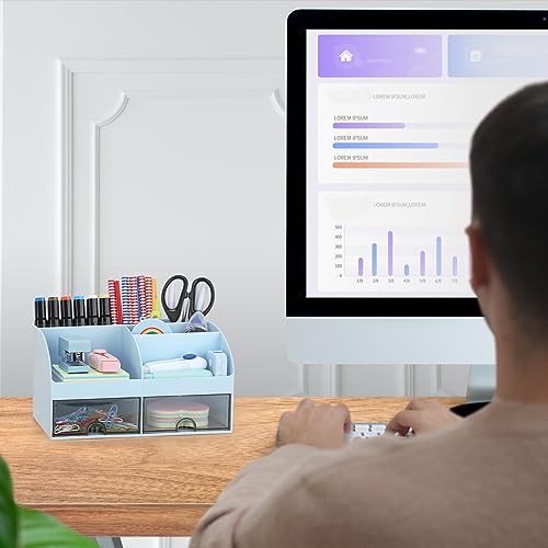 Organiseur de bureau multi-compartiments avec plateau pour notes - 6