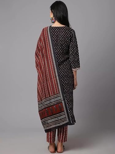 Image of Tee Projekt Women's Cotton Blend Straight Kurta Pant with Dupatta Set ll Round Neck Kurta ll Kurta Set for Women