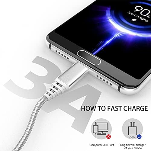 USB Type C Fast Charging Cable 2M 3M,Charger Cable for Samsung Galaxy A52 A72 A52S A32 A42 5G A12 A22 M12 M32 A53 A13 A43 A51 A71 A31 A41 A21S,Nokia 5.4 XR20 3.4 G10 G20,3A Charge Lead Cord,Extra Long