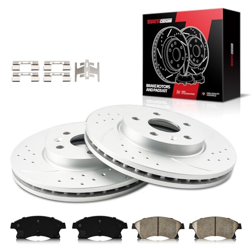 Torchbeam Brake Rotors and Pads Kit Fit Chevrolet Cruze 2011-2013, 2014-2015 1.8L/1.4T, Sonic 2012-2017, Cruze Limited 2016, 10.87in Rotors, 55185+D1522 Brake Kit, Front Brakes and Rotors