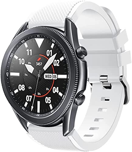 اي وينر سوار رياضي من السيليكون للرجال والنساء لساعة سامسونج جير اس 3 فرونتير/ كلاسيك الذكية (ابيض، 46 ملم)