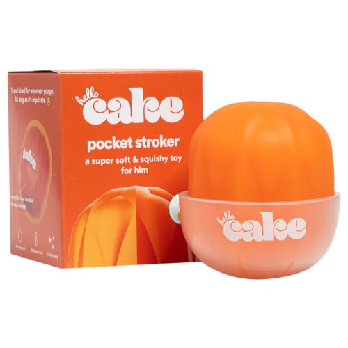 Hello Cake Pocket Stroker, Travel-Sized Sex Toy for Men and Couples, Handheld Male Stroker - Soft, Squishy Exterior with Ribbed Interior, Easy to Clean & Use, Waterproof