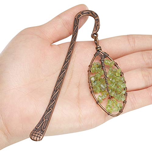 Jovivi 5Pcs Antique Copper Metal Bookmark Beading Bookmarks With Handmade 7 Chakra Healing Crystals Tree Of Life Tumbled Gemstones Assorted Beads #TOP4