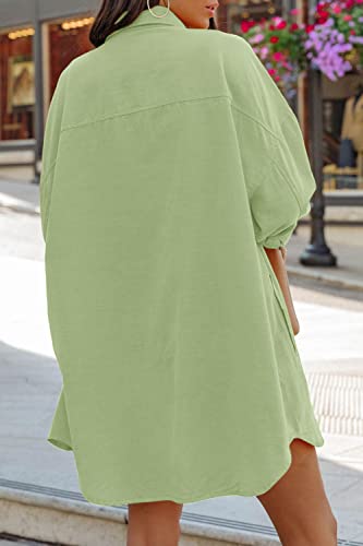 Image of FSHAOES Womens Oversized Button Down Shirts Casual Loose Long Sleeve Solid Lapel Long Blouses Tops with Pockets
