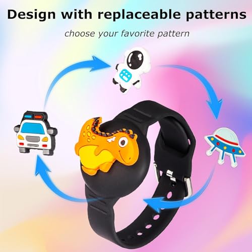 ايكو سيستم سوار للاطفال لجهاز ايرتاج مع 4 قطع من سوار ساعة قابل للتعديل بتصميم كرتوني، غطاء معصم من السيليكون الناعم لجهاز ايرتاج، حامل خفيف الوزن لساعة ابل ايرتاج للاطفال الصغار (ارجواني)