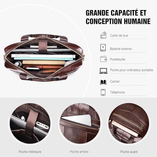 Porte-documents business cuir de qualite supérieure style retro