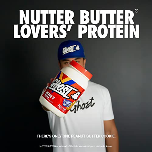 Ghost Whey Protein Powder, Nutter Butter - 2Lb, 26G Of Protein - Whey Protein Blend - ­Post Workout Fitness & Nutrition Shakes, Smoothies, Baking & Cooking - Cookie Pieces Inside #TOP1