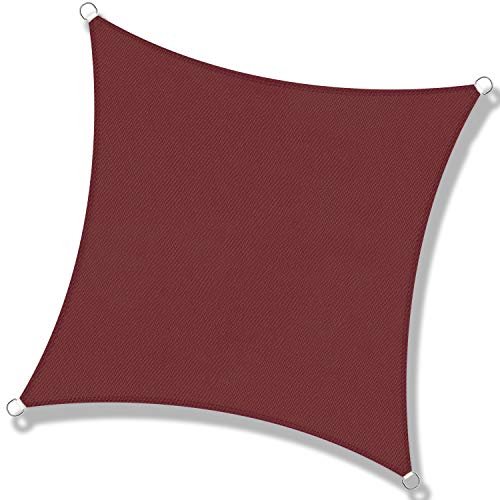 DEXIAO Toldo Vela de Sombra, Poliéster Toldo Vela Protección Rayos UV Impermeable Resistente para Patio jardín pérgola Patio Trasero (2×2m, Vino Rojo) Cover