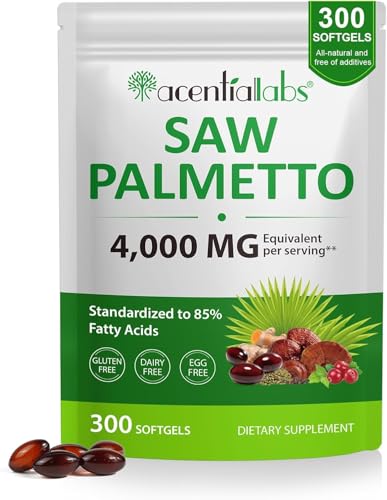 Saw Palmetto 4000mg | Standardized to 85% Fatty Acids | With Pumpkin Seed, Stinging Nettle, Reishi & More | Non-GMO | Gluten, Dairy & Egg Free | 300 Softgels