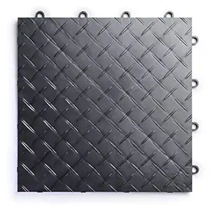 RaceDeck Diamond Plate Design, Durable Interlocking Modular Garage Flooring Tile (12 Pack), Graphite
