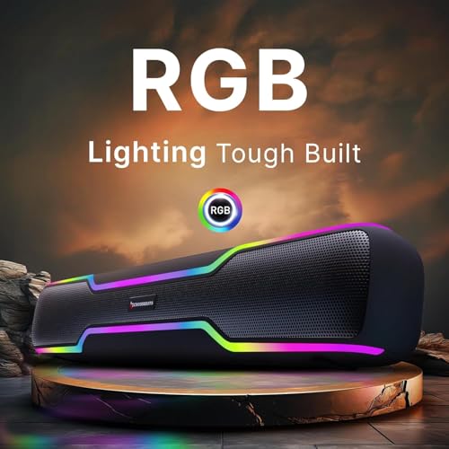 Image of CrossBeats Blaze B50 (2026) Bluetooth 50W Soundbar Gaming RGB Light, AUX, BT, SD Card, USB &FM, 8 Hrs Playtime Fast Charge Sound bar smart tv with Built-in mic, Speaker for Mobile, PC, Laptop - Black