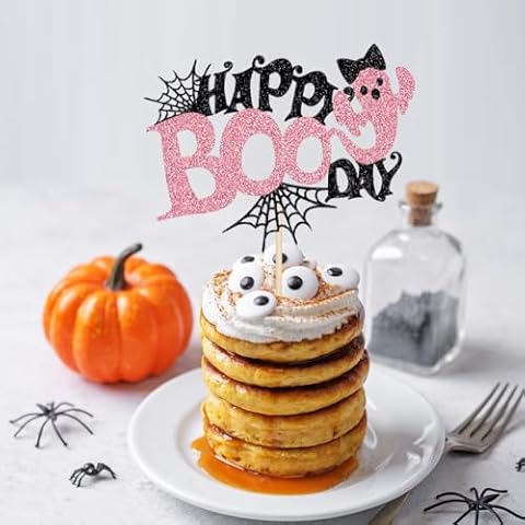 Yetxel Happy Boo Day Cake Topper -Baby Shower Halloween Themed Party，Girl’s Birthday Horror night party Decoration Supplies(10) Cover