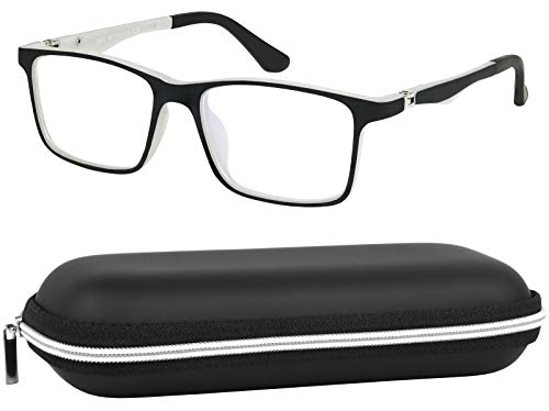 Kids Computer Glasses, Blue Light Blocking Filter-For Video Games, Tablets, Kindle Screen, Electronic Devices Protects Against Eyestrain For Boys and Girls-Black and White FrameCase Included