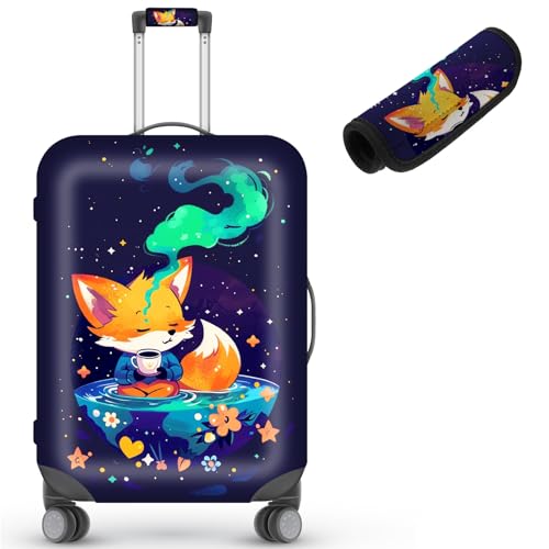 Luggage Cover with Luggage Handle Wrap,Suitcase Cover Washable Anti-scratch Elastic Zipper Baggage Protector Case Fits 25-28 inch,Cute Fox