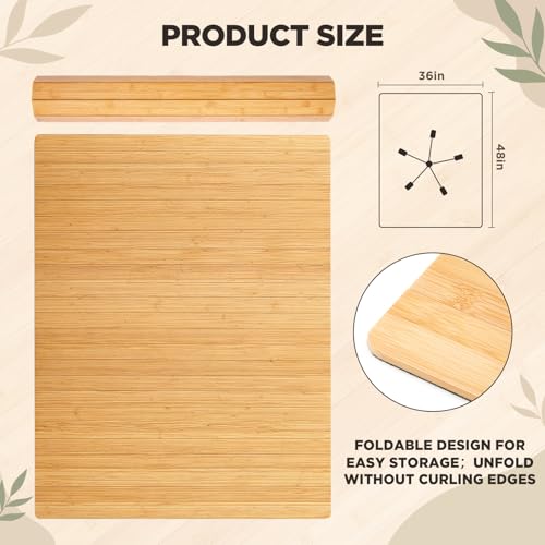 Image of Leinuosen 36 inch x 48 inch Office Bamboo Chair Mat for Desk Carpet Floor Mat Highly Premium Quality Anti-Slip Office & Home Floor Protector Low Pile Chairmat, 5mm Thick(Without Lip, Wood)