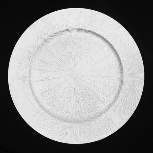50 Platos Cargadores Plásticos Ronda 13'' Plateados miniatura 4