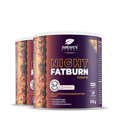 Nature’s Finest Night Burn Extreme - Schlaf Komplex Mit Baldrian Hochdosiert, L-Carnitin & Morosil (400mg), Stoffwechsel Komplex Für Die Nacht, Vegan - 250 g