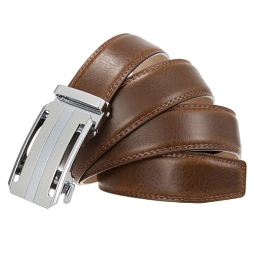 Men's 3.5Cm Wide Leather Belt With Ratchet Buckle For Formal And Casual Wear Aaaa 120cm4