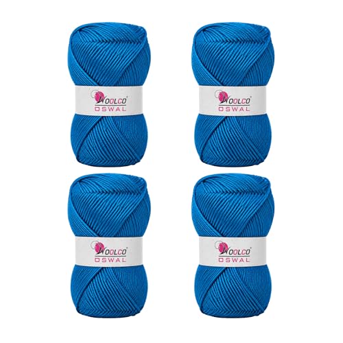 Image of Brilon Acrylic Hand Knitting Yarn Balls Pack of 4 (50g Each) -Soft Wool Yarn for Knitting, Craft, DIY Projects, Sweaters, Scarves, Multicolor Wool Thread for Home Use (Teal Blue)