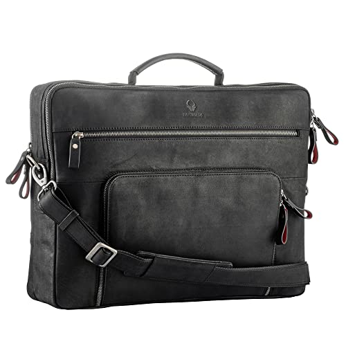 DONBOLSO Bolsa para Portátil 15,6 Pulgadas San Francisco | Maletin Ordenador Portatil de Hombro | Bandoleras y Bolsas Mensajero para Portátiles y Netbooks | Bolsa de Negocios | Vintage Negro