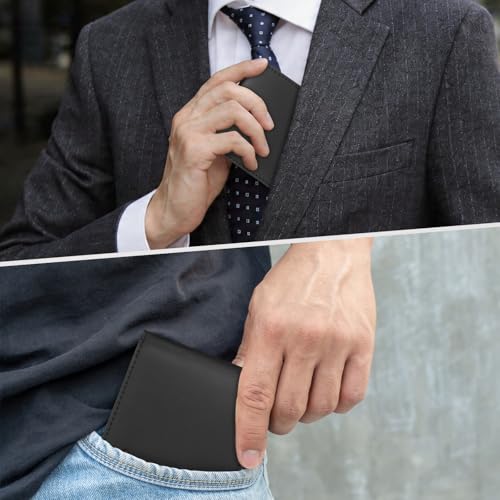 Image of Chelmon Slim Wallet for Men ID Window with RFID Blocking Front Pocket Minimalist Bifold Bussiness Card Holder Gift for Men