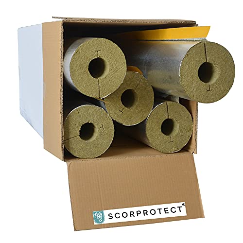 Cartón lleno de aluminio laminado tubo aislamiento lana de roca con conductividad térmica 0.040 (lana de roca, 54 x 50 mm x 1 metro)