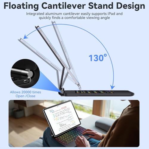 Image of [Upgraded] Keyboard Case for iPad Air 13 inch (M4 /2026 /M3 2025 /M2, 2024),iPad Pro 12.9 inch (3 /4 /5 /6th Gen)，Easy-Set Magnetic - Floating Cantilever Stand - Backlit Keyboard with Multi-Touch Trackpad