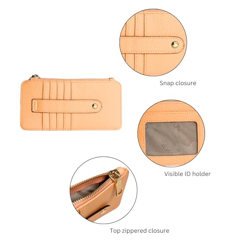 JEN & CO. Saige Slim Wallet Women Vegan Leather Credit Card Holder Coin Purse for Women with Zipper Change Pouch (Pearl)4