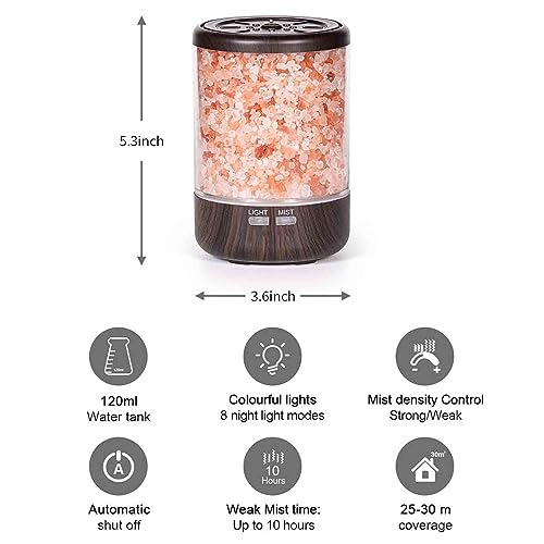 Difusor aromático eléctrico con cristal de sal rosa del Himalaya miniatura 6
