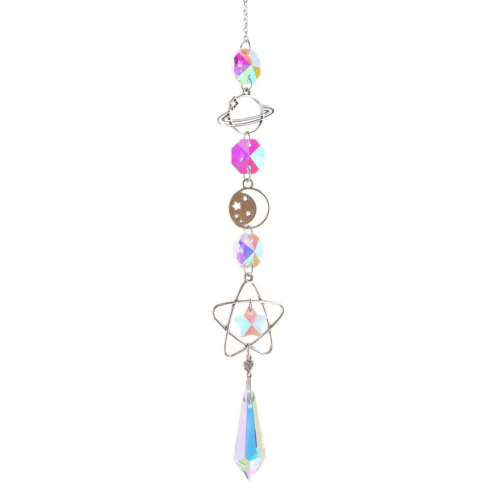 Crgangzy C Rgangzy Olorful Planet Suncatchers Rystal Wind Himes Star Moon Metal Hanging Prisms Light Atcher Ornament For Window Urtain Pendant Home Garden Ar Room Decor Gifts