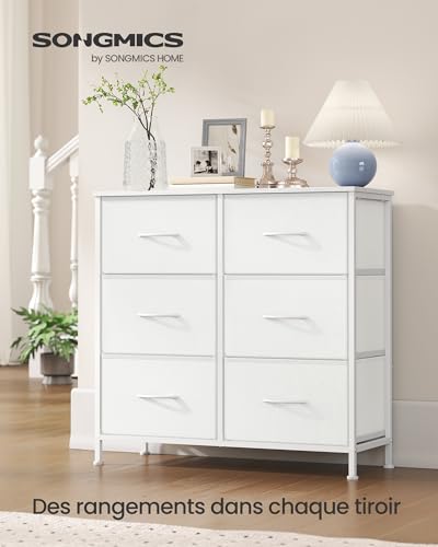Commode 6 tiroirs BELLAH robuste acier blanc SONGMICS