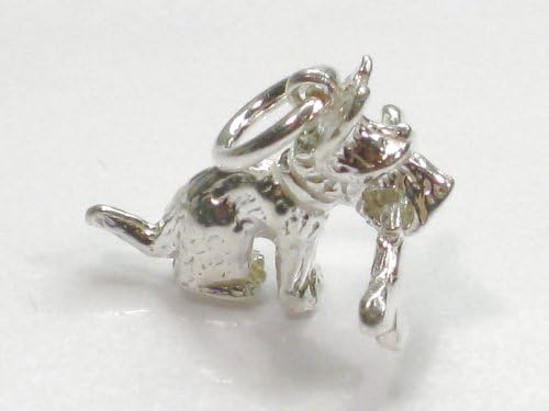 Dog with moving Bone in mouth sterling silver charm .925 x 1 dogs charms