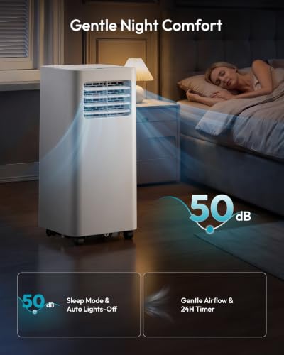 Image of EUHOMY Portable Air Conditioners 10,000 BTU, 4-in-1 Air Conditioner Portable Up to 450 Sq.Ft. with Cool, Fan, Dehumidifier, Sleep, Portable AC Unit with LED Remote & 24H Timer, Installation Kits