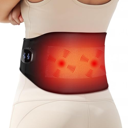 Comfytemp Cordless Heated Back Massager with 9 Heat Levels, 5 Vibration Modes, Rechargeable Back Heat Pad for Lower Back Pain, Period Cramp, Portable Heating Waist Wrap Belt, APP Control