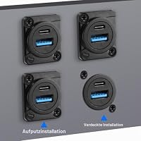 XMSJSIY D-Typ USB 3.0 Typ-C Panel Mount Adapter Koppler 5Gbps Verbinder – Ansicht 5