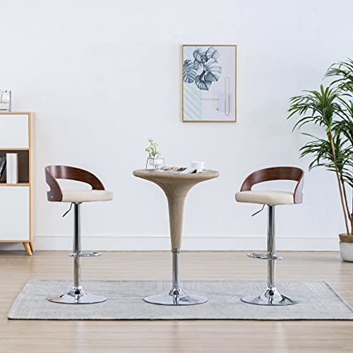Mokuyary Juego de 2 taburetes de bar de piel sintética y madera curvada para cocina, salón, comedor -A