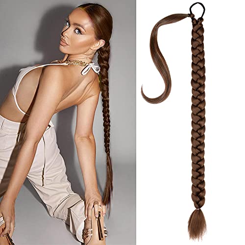 Queue de Cheval Extension Marron, 91cm Extension Queue de Cheval DIY Naturel, Extension de Cheveux Synthétiques pour Femme (Couleur: Brun) Cover
