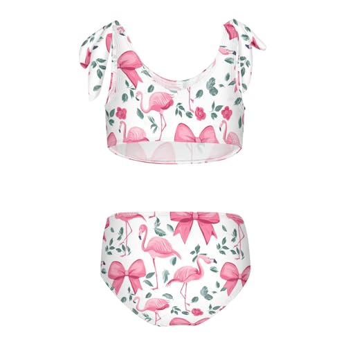 Wusikd Beautiful Flamingo Girls Swimsuits Two Piece Pink Bow Swimwear Bikini Set for for Girls Size 3T2