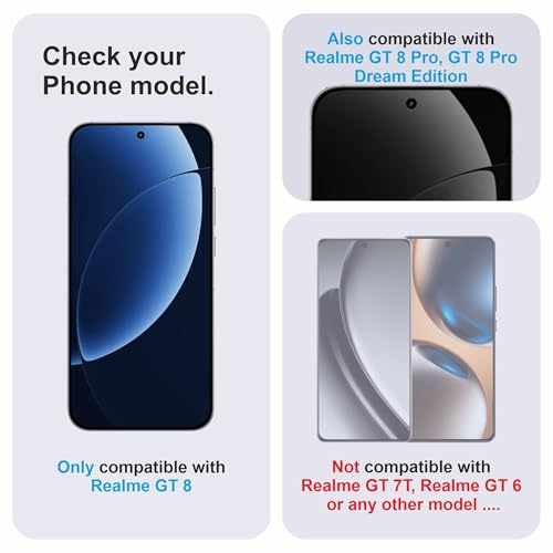 Image of Military-Grade Gorilla Tempered Glass For Realme GT 8 and Realme GT 8 Pro (6.79 Inch) With Installation Kit | Edge to Edge Coverage | Black
