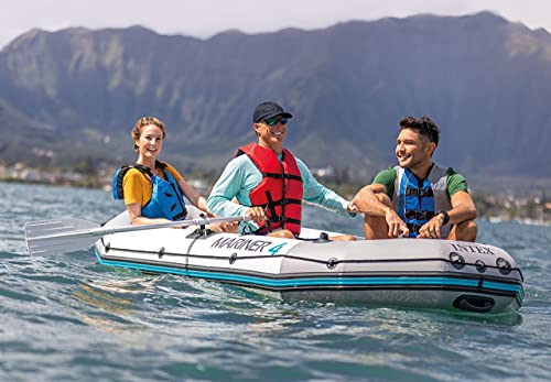 Image of Mariner 4, 4 Person Inflatable Boat for Flood Rescue, Adventure, Rafting, Fishing, with Oars & Air Pump (68376)